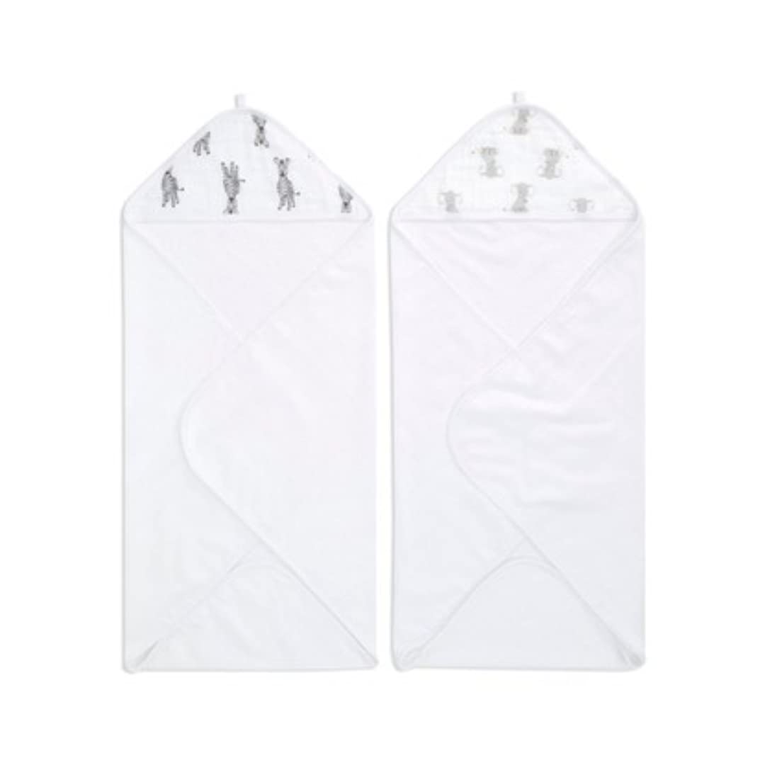 Aden by aden + anais Classic Hooded Baby Bath Towel, Super Soft 100% Cotton, 2 Pack