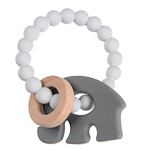 Chewbeads - Brooklyn Teething Toy - Silicone Teething Ring & Wood Teether for Infants, Babies & Toddlers